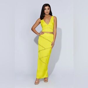 MESHKI set (skirt and top) both size M, yellow.